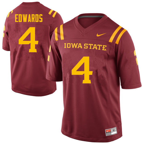 Men #4 Evrett Edwards Iowa State Cyclones College Football Jerseys Sale-Cardinal